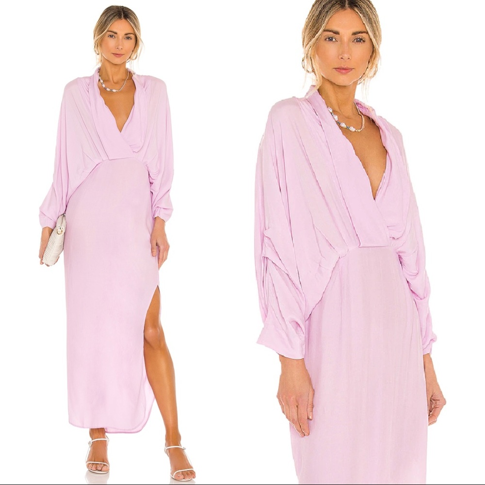 SWF Sunset Dress Resurrection Dolman Sleeve Plunge Column Maxi Revolve